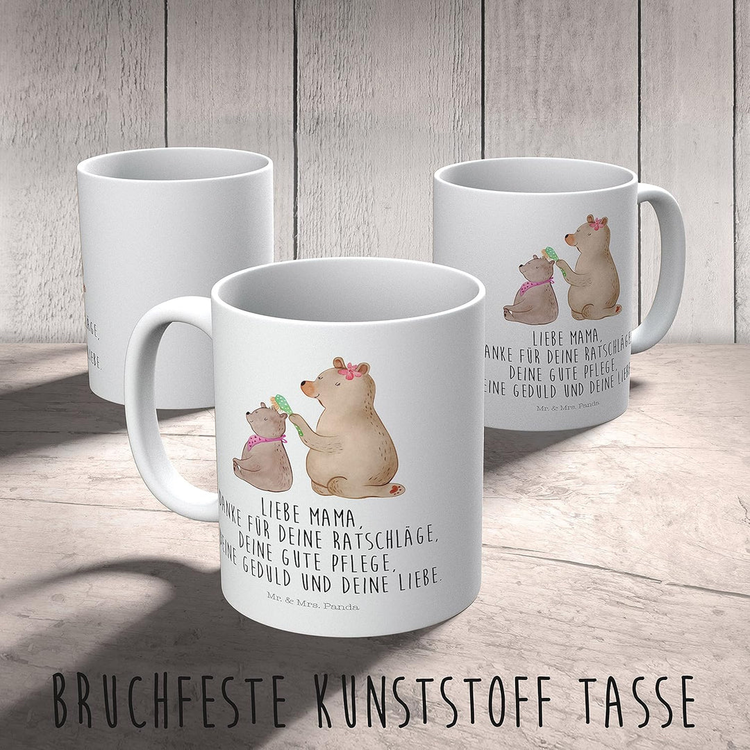 Mr. & Mrs. Panda Plastikbecher Bär Kind - Geschenk, Pott, Haferl, Muttertag, Mehrwegbecher, Mutter,