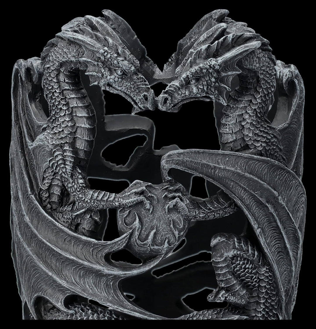 Figuren Shop GmbH Gothic Drachen Flaschenhalter 16 cm - Weinhalter Stumpenkerzenhalter