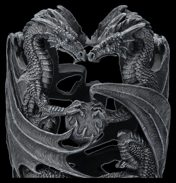 Figuren Shop GmbH Gothic Drachen Flaschenhalter 16 cm - Weinhalter Stumpenkerzenhalter
