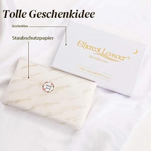 Ethlomoer Kissenbezug aus natürlicher Reiner Seide für Haar und Haut, beidseitig 19 Momme, 600 Faden