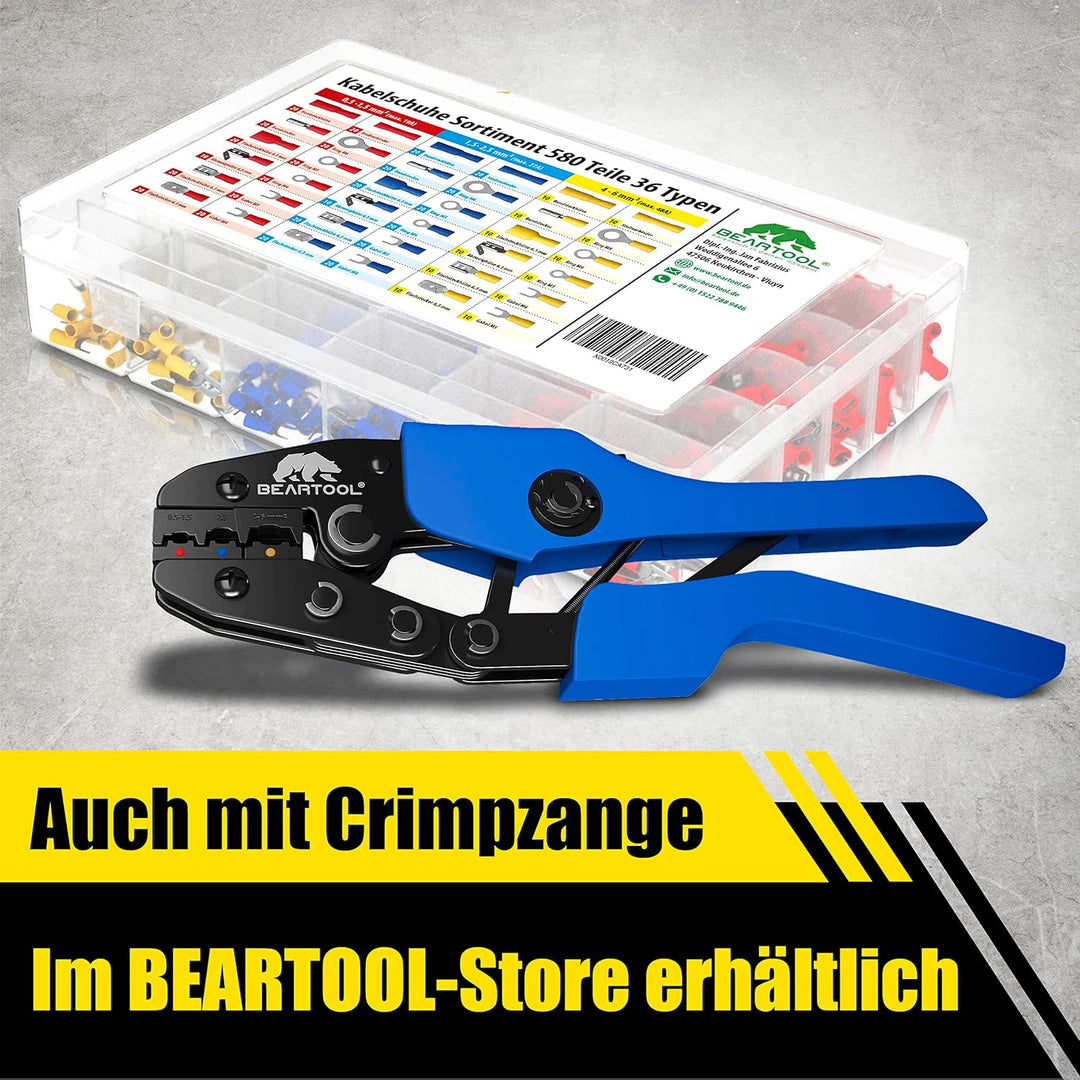 BEARTOOL® Kabelschuhe Set (580 Teile 36 Typen) Flachsteckhülsen, Flachstecker, Kabelverbinder Set, Q