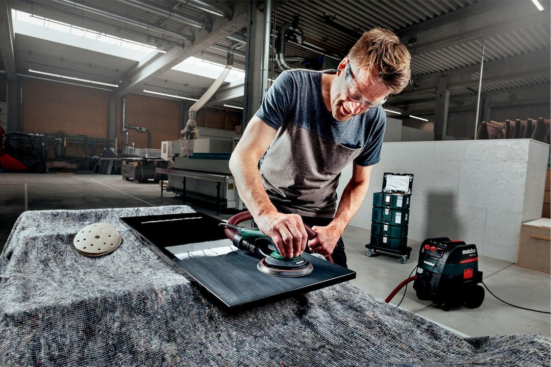 metabo Exzenterschleifer SXE 150-2.5 BL - 350 W, 150 mm Schleifteller - Leicht & flach, VTC Elektron