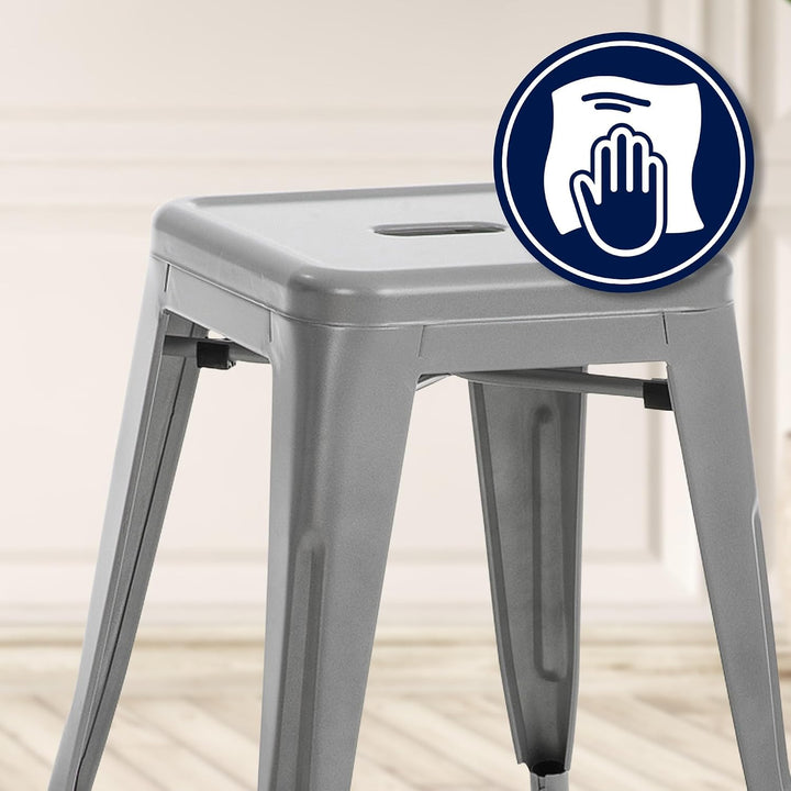 CLP Hocker Armin I Metallhocker stapelbar und pflegeleicht I Stapelhocker bis 200 kg belastbar I Sit