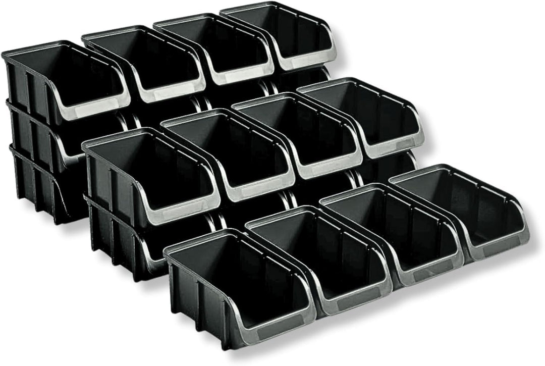 hünersdorff 24 x Sichtbox - Stapelbox Lagerbox SET in Gr. 2 - aus bruchsicherem Polypropylen (PP) -