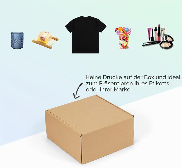 RLAVBL 25 Stück Braune Versandkartons mit den Massen 20,4 x 20,4 x 10,2 cm für den Versand von Gegen