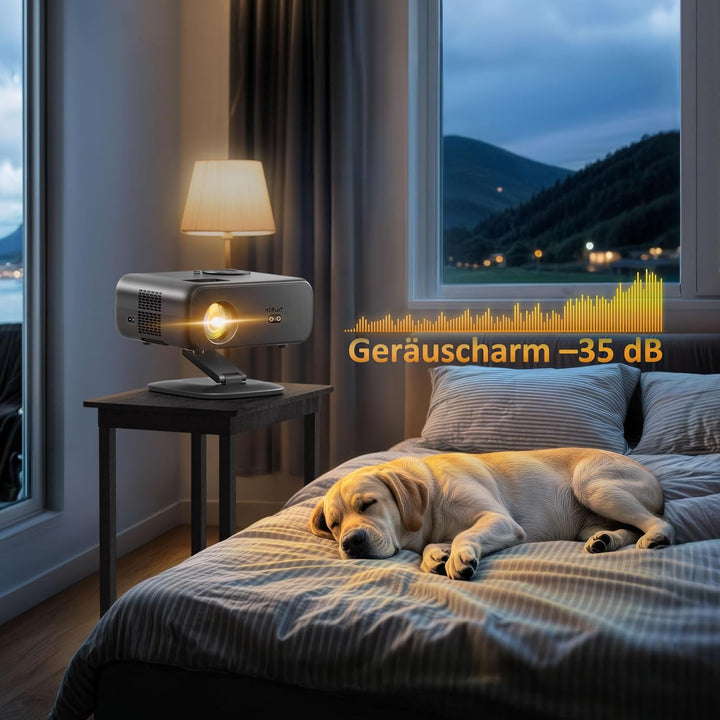 Beamer Kompatibel mit, HORLAT Beamer Unterstützt 4K, 28000 Lumen Full HD 1080P WiFi 6 Bluetooth, Aut