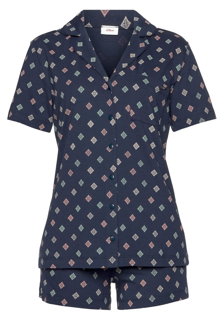 s.Oliver Damen Ak-211-47 Pyjamaset 32-34 Dunkelblau Krawattenmuster, 32-34 Dunkelblau Krawattenmuste