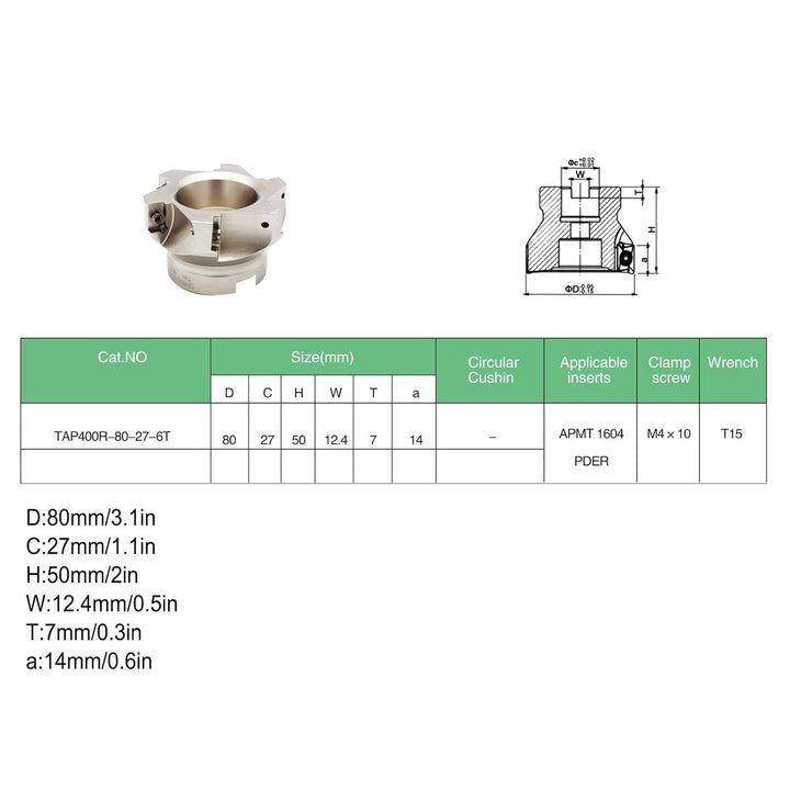 Fräserhalter-Set Planfräswerkzeug MT3 FMB27 Fräserhalter BAP 400R 80 27 6T Planfräser mit 1604APMT-E