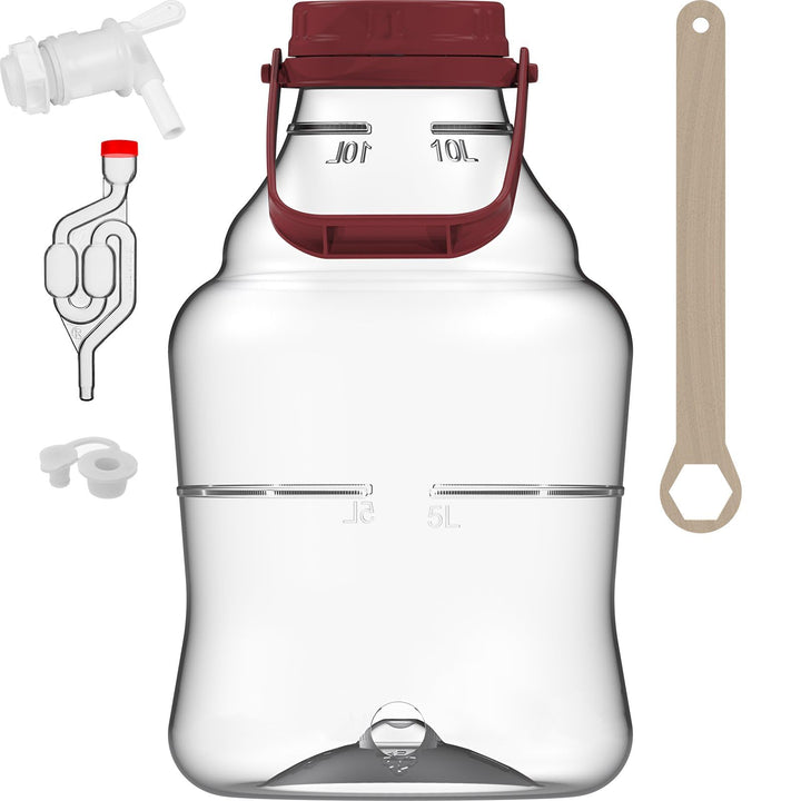 lilawelt24 10 L Gärballon+ Hahn Weinballon Gärbehälter Flasche Weithalsballon Gummistopfen