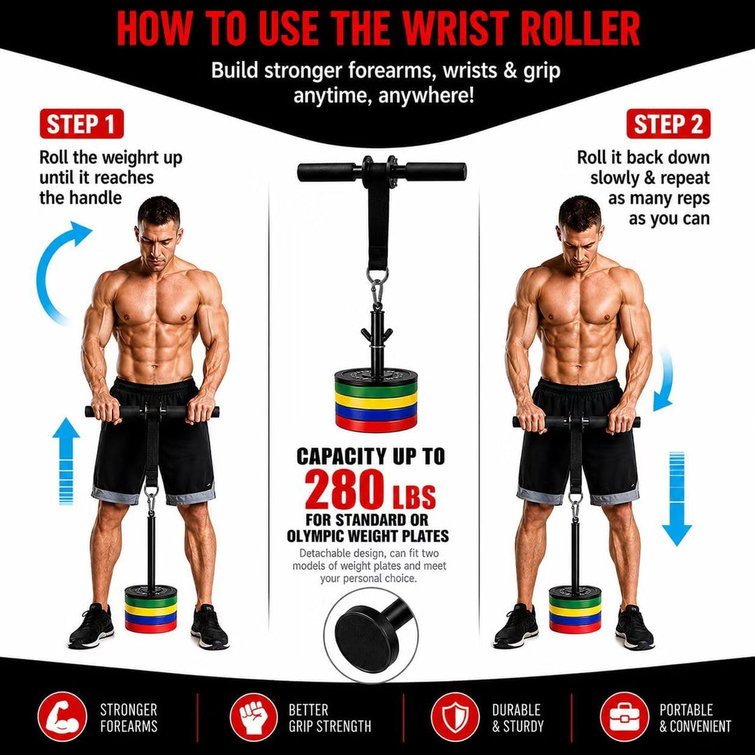 Unterarm Handgelenk Rollentrainer, Unterarmtrainer mit Anti-Rutsch Trainingsgerät für ideal für Grif