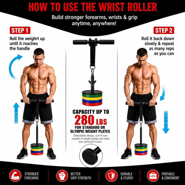 Unterarm Handgelenk Rollentrainer, Unterarmtrainer mit Anti-Rutsch Trainingsgerät für ideal für Grif