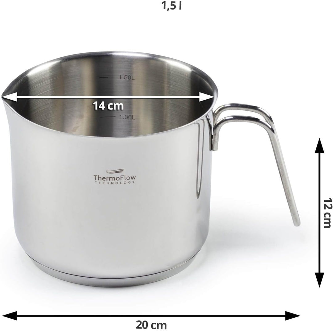 ROSMARINO Edelstahl-Induktions-Mokka-Kanne 300 ml - Moderne Türkische Cezve-Kaffeekanne mit 3-lagige