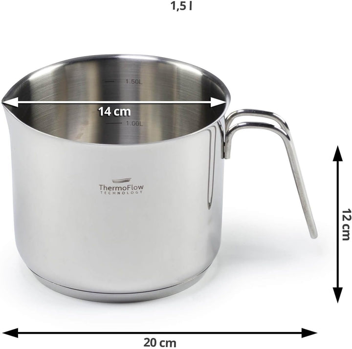 ROSMARINO Edelstahl-Induktions-Mokka-Kanne 300 ml - Moderne Türkische Cezve-Kaffeekanne mit 3-lagige