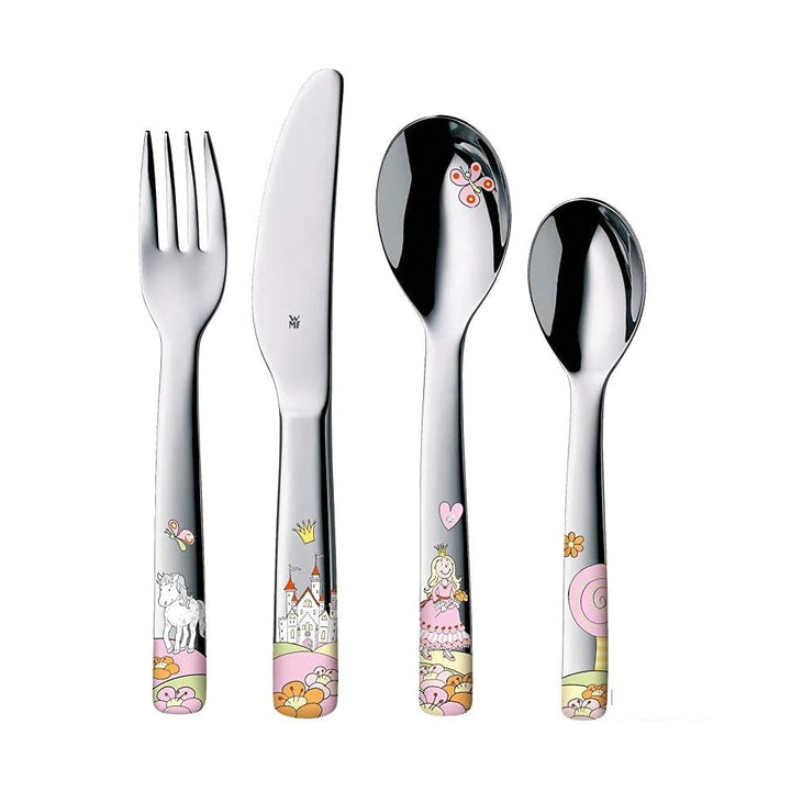 WMF Prinzessin Anneli Kinderbesteck Set 4-teilig, Kinderbesteck Mädchen Edelstahl, Kinderbesteck ab