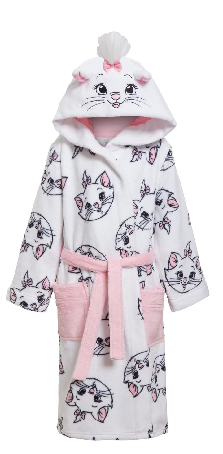 Disney Aristocats Marie Bademantel für Mädchen mit Kapuze aus Fleece 4 Jahre Weiss, 4 Jahre Weiss