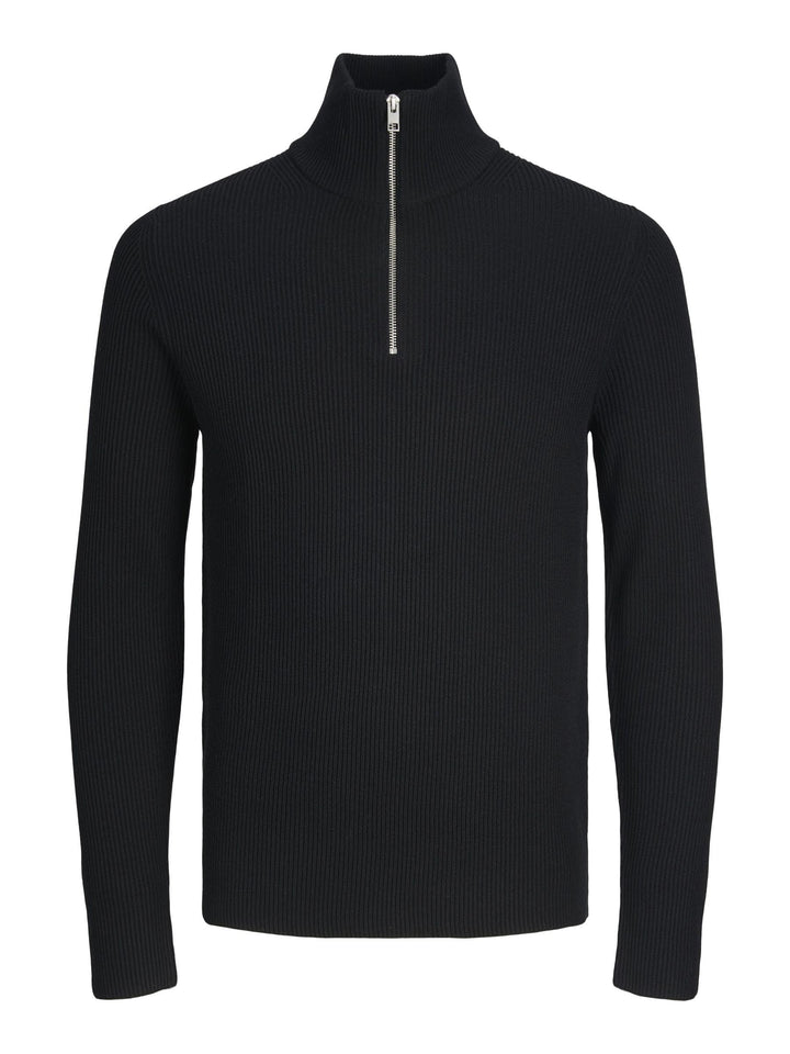 Jack & Jones Men's JPRPERFECT Knit Half Zip SN Pullover, Black, XL