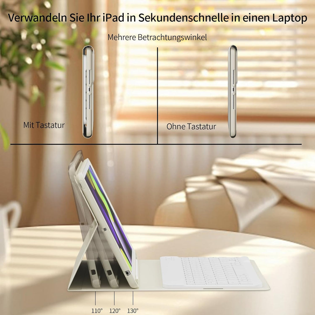 Tastatur Hülle für iPad 9. Generation 10,2 Zoll mit Stifthalter, Magnetisch Bluetooth Abnehmbarer Ta