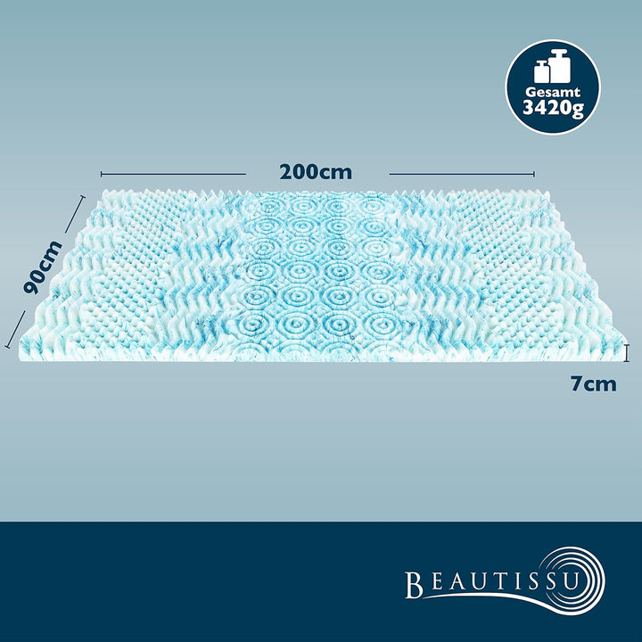 Beautissu BeauNuit MT Lux 7 Zonen Matratzentopper 90x200 cm Matratzenauflage mit 7 cm Viscoschaum –