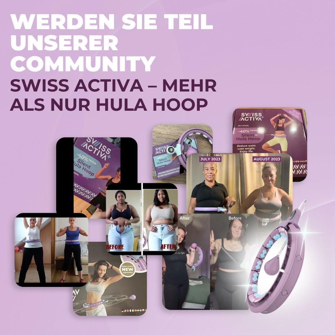 Swiss Activa+ Leiser Hula-Hoop-Reifen mit Taillentrainer S5.S+ mit Taillengürtel, S5.S+ mit Tailleng