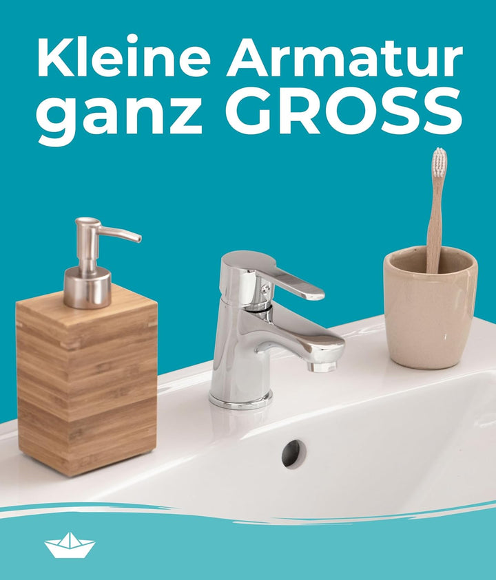 Calmwaters® Wasserhahn Bad - 56 mm Auslaufhöhe - leichte Reinigung - robuster Messingkern - mit Exce