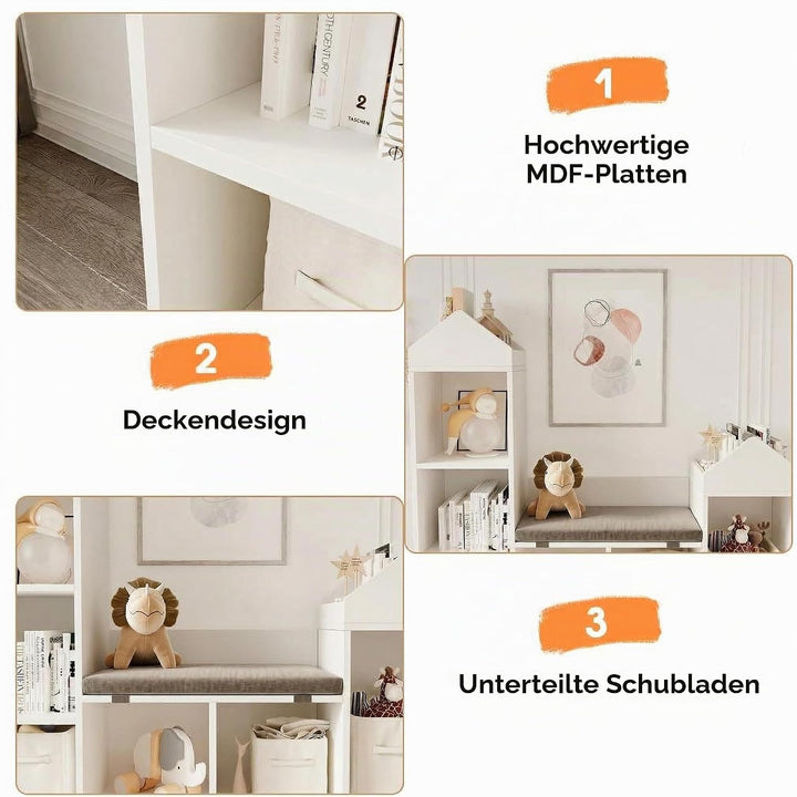 Garvee Kinder Bücherregal mit Lese Breite Kinder Bücherregal 6-Cubby Spielzeug Aufbewahrung Organize
