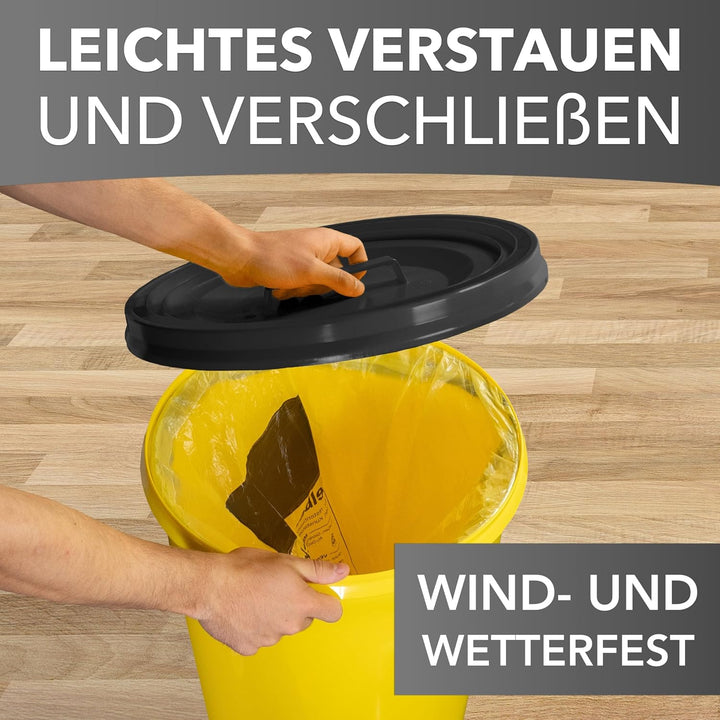 Will-Jeder Mülleimer 60l mit geruchsdichtem Deckel (Anthrazit), Gelber Sack Ständer, Made in Germany