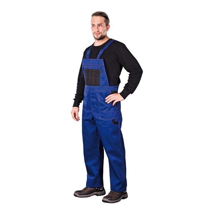 REIS MMSNB_48 Multi Master Schutzlatzhose, Blau-Schwarz, 48 Grösse &amp; KASPE_Y Schutzhelm, Gelb, 54-62