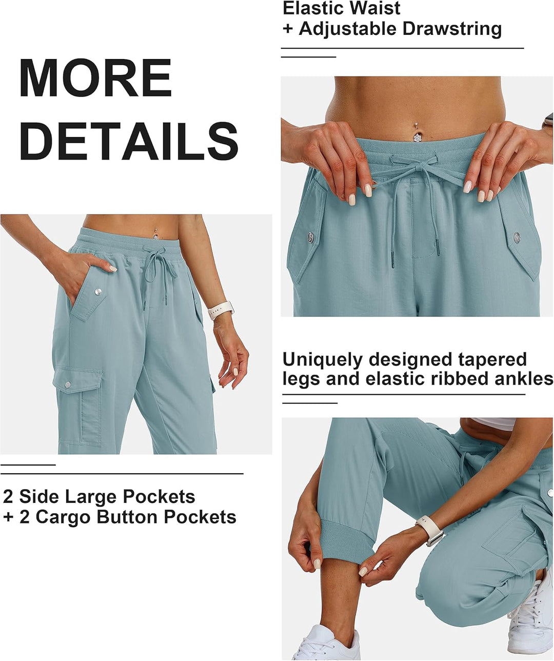 AjezMax Damen Cargohose Jogginghose Leicht Schnell Trockene Wanderhose Athletische Workout Outdoorho