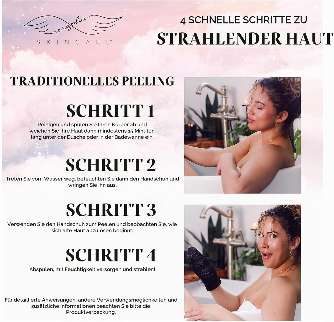 Seraphic Skincare (Original) Premium Exfoliating Mitt for Body (2 pc) – veganes Körperpeeling