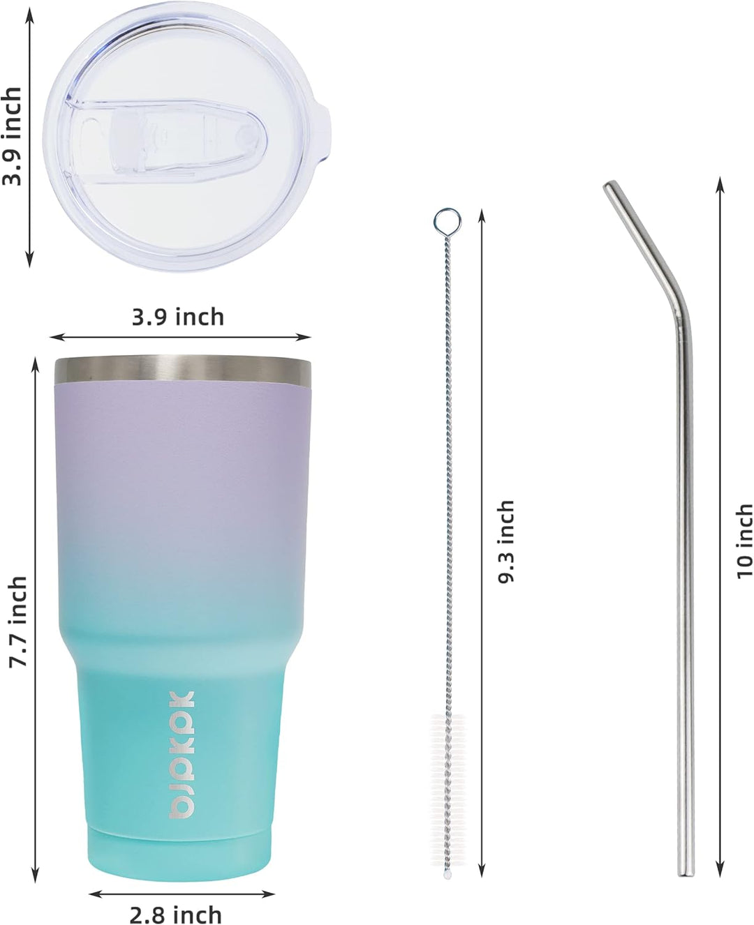 BJPKPK 900 ml Edelstahl-Becher mit Deckel und Strohhalm, doppelwandig vakuumisoliert, isolierter Rei