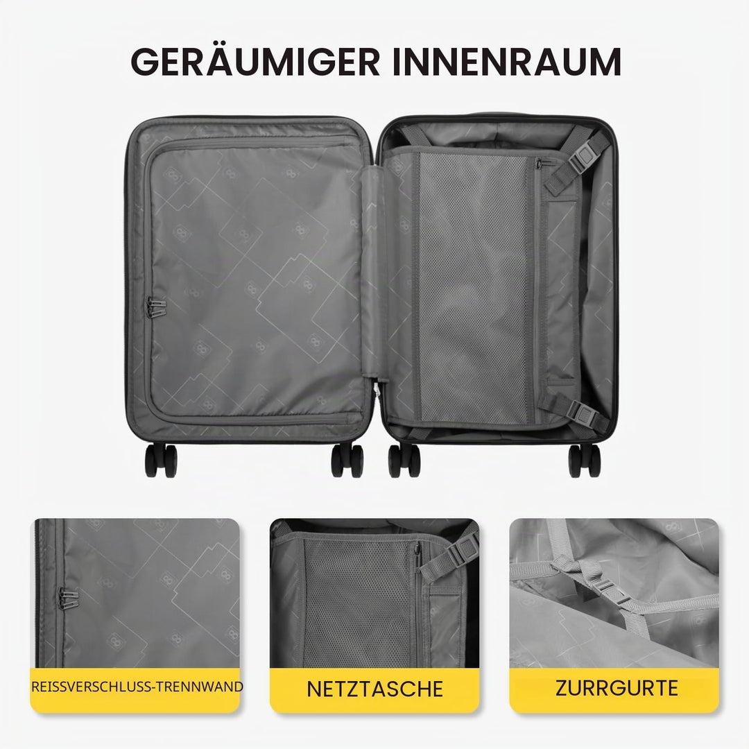 LEVEL8 Koffer Trolleys Leicht ABS+ PC Handgepäck Hartschalen-Koffer Trolley Rollkoffer Reisekoffer E