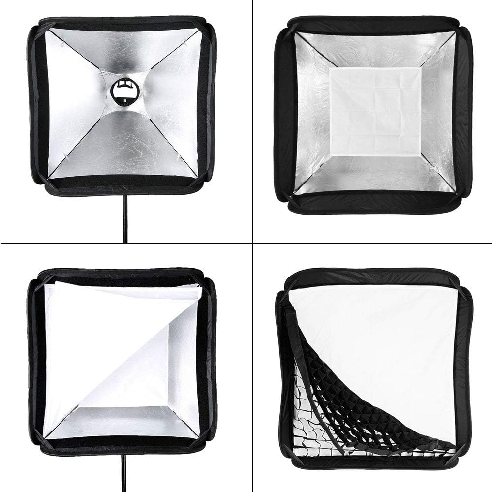 Godox Softbox Soft Light Modifikator Box mit Gitter 80 x 80 cm mit S2 Typ Blitzhalterung, Bowens-Hal