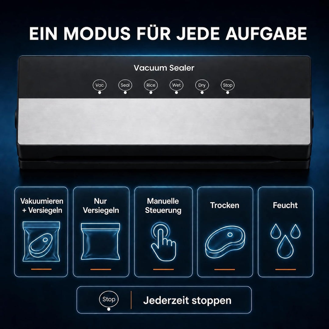 Vakuumiergerät, Vakuumierer 5 in 1 für Sous Vide Kochen und Lebensmittel Bleiben bis zu 7x Länger Fr