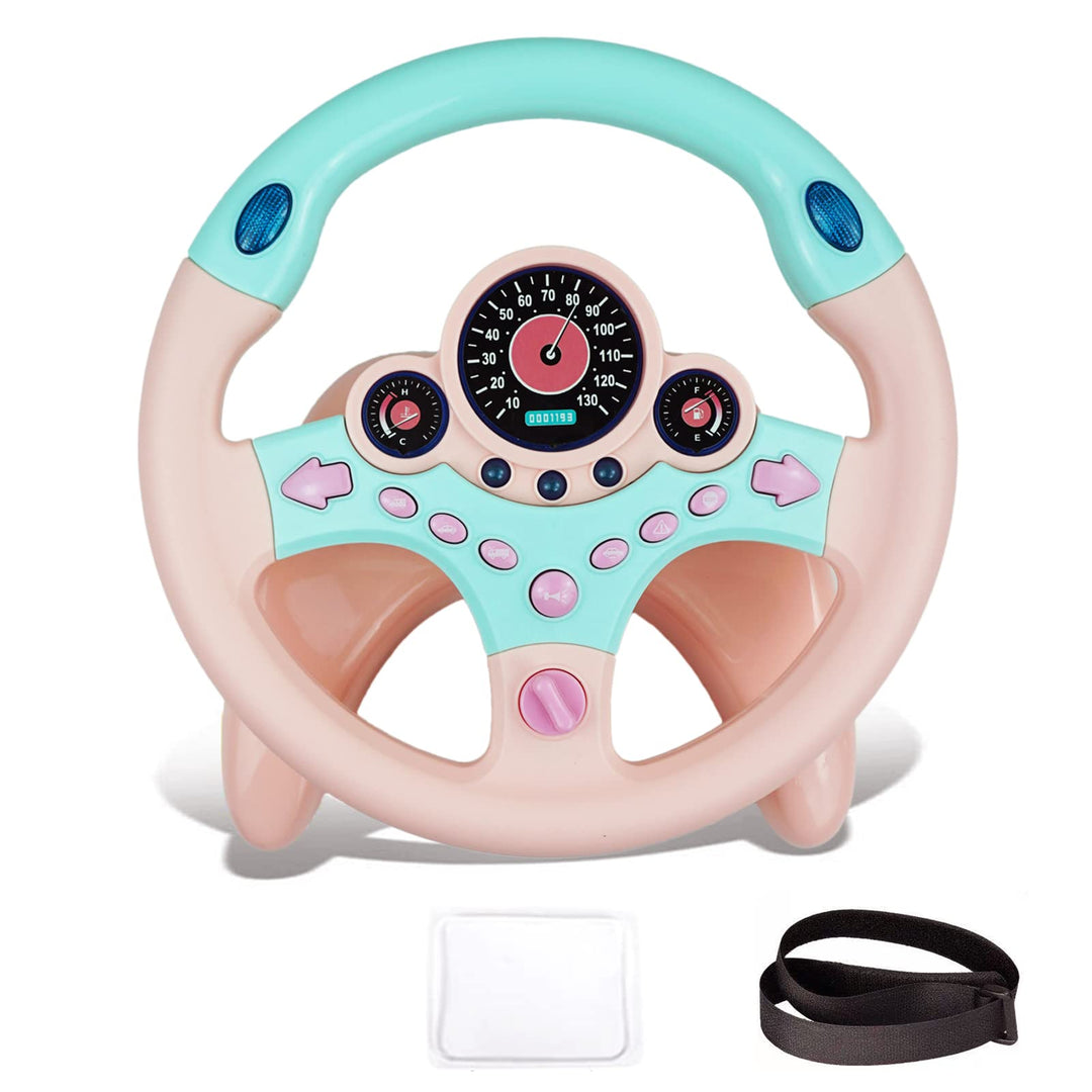 RedCrab Kinder Lenkrad Spielzeug, 360° Rotation Simulierter Tragbarer Controller mit Klang und Musik