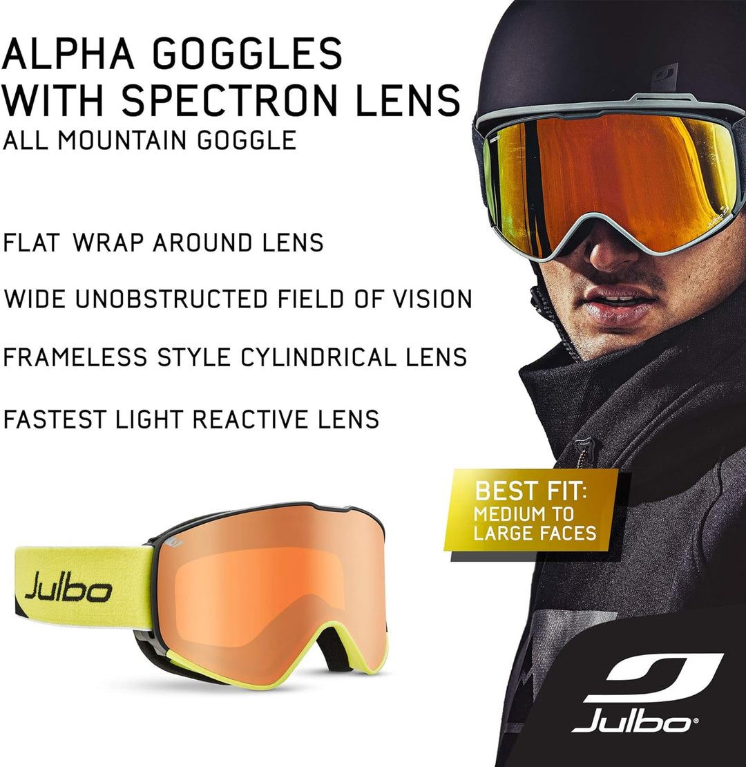 Julbo Skibrille L Black/Yellow Frame - Orange Lens w/Silver Mirror, L Black/Yellow Frame - Orange Le