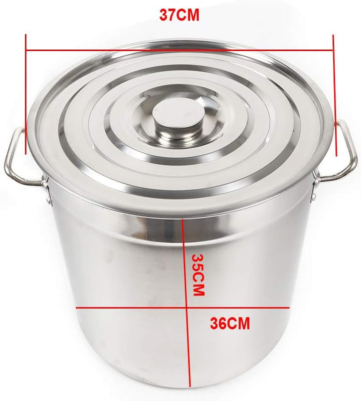 35L Suppentopf, Grosse Kapazität Gastronomie Kochtopf mit Metalldeckel Edelstahl Kochtöpfe für Gas,