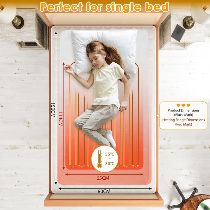 TLGREEN Wärmeunterbett 100W mit 8 Hour Abschaltautomatik, 150 x 80 cm, 6 Temperatursstufen, Abnehmba