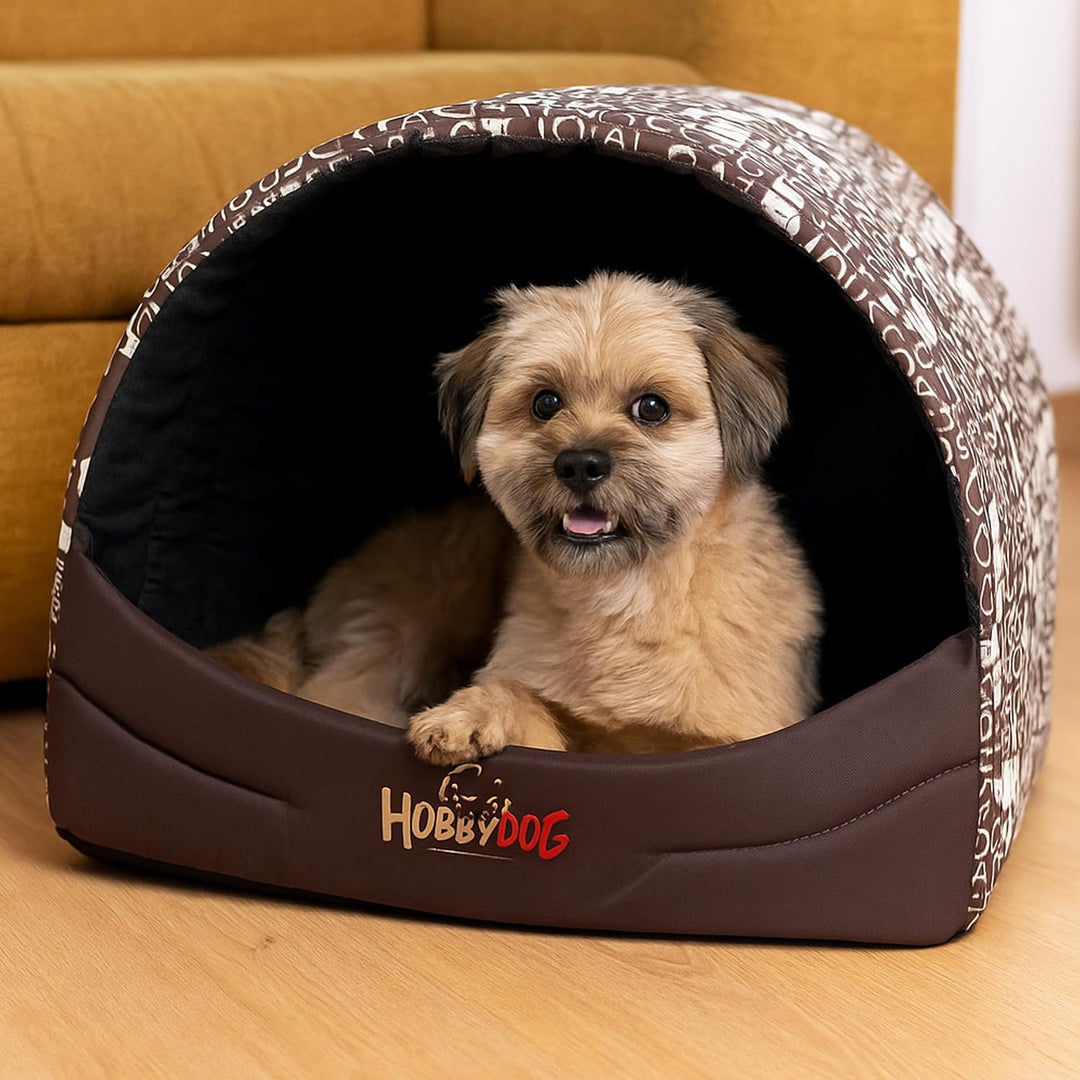 Hobbydog R3 Busnap1 Hundehütte Souffleur, Grösse 3, 55x43cm Braun Mit Wörter, L, Braun Mit Wörter BR