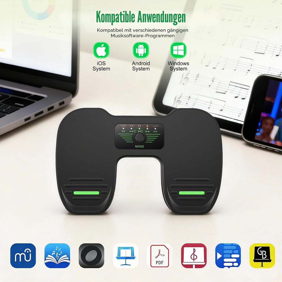 Bluetooth Page Turning Pedal, Wireless Page Turner Stumm, Musik Lese Controller zum Spielen von Inst