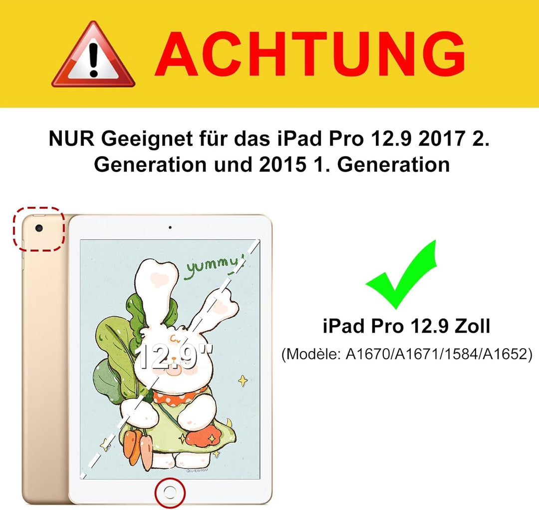 Tastatur für iPad Pro 12.9 2/1 Generation 2017/2015, Hülle mit Tastatur für iPad Pro 12.9 Zoll QWERT