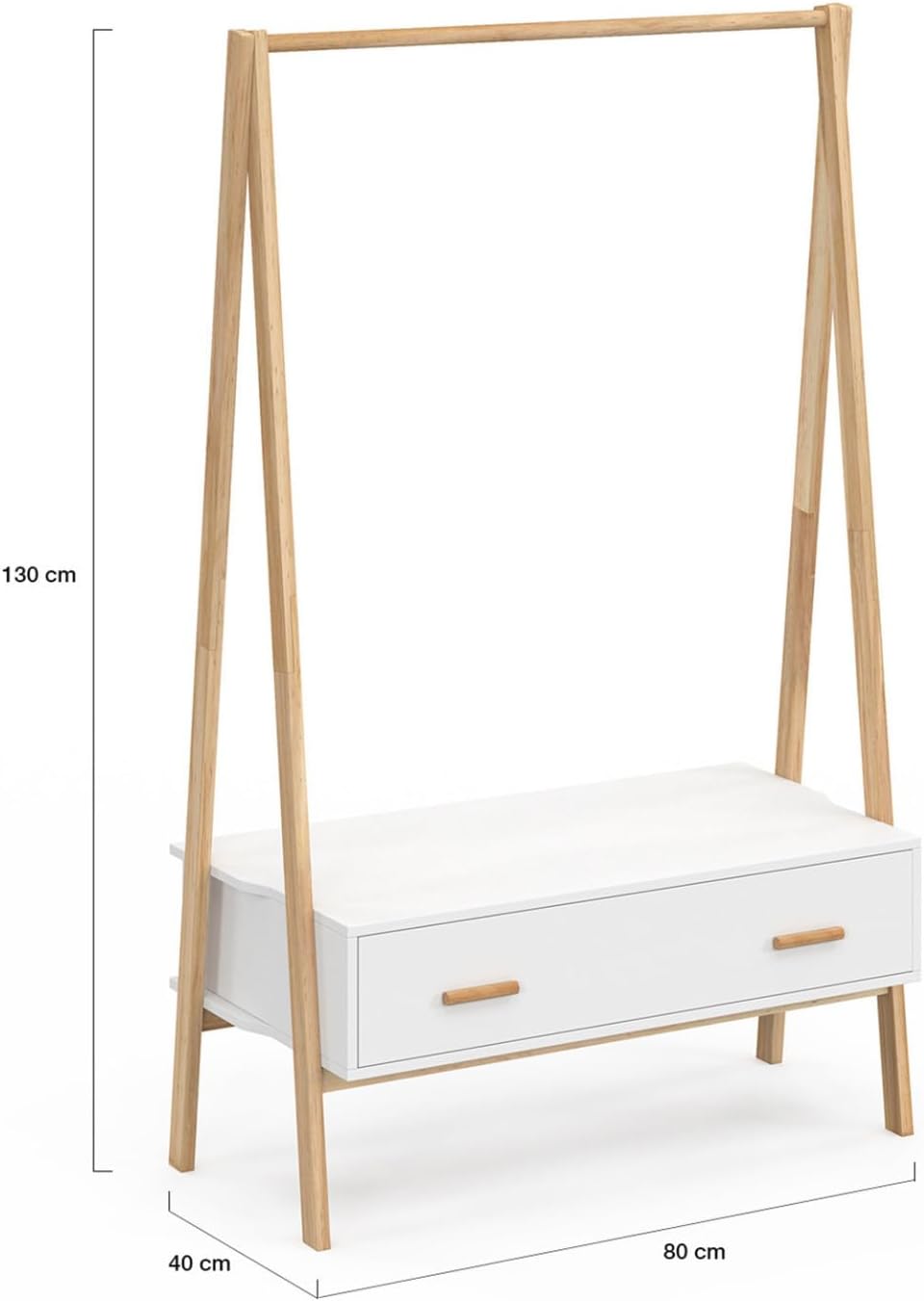 IDMarket - Kindertrage Tipi Leon 130 cm mit 1 Tür weiss und Holz