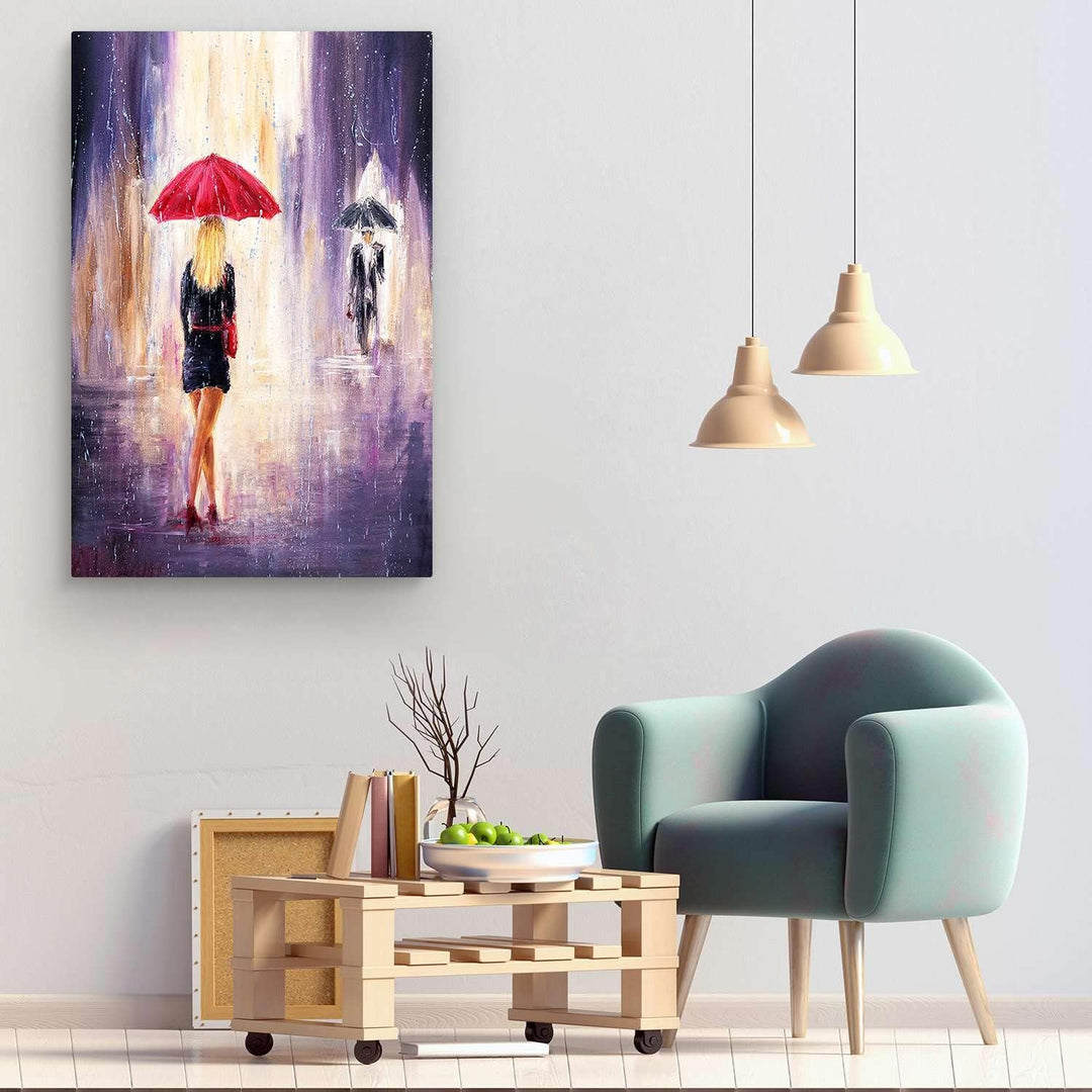 Startonight Bilder Eva Frau mit Ihrem Roten Regenschirm - Leinwandbilder Moderne Kunst - Abstrakte W