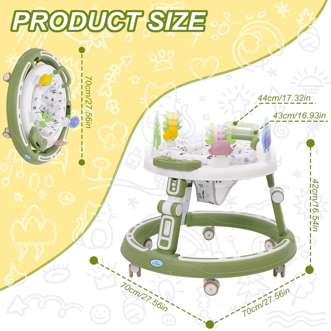 Multifunktionale Lauflernhilfe mit Musikspielzeug, Fussstütze, 360-Grad-Stummschaltung, 6 Räder, 360