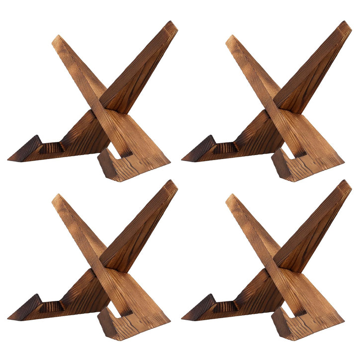 4 Stück Tellerständer Holz Fotoständer, Bilderrahmen Ständer Tellerhalter Aufsteller Holz Display St