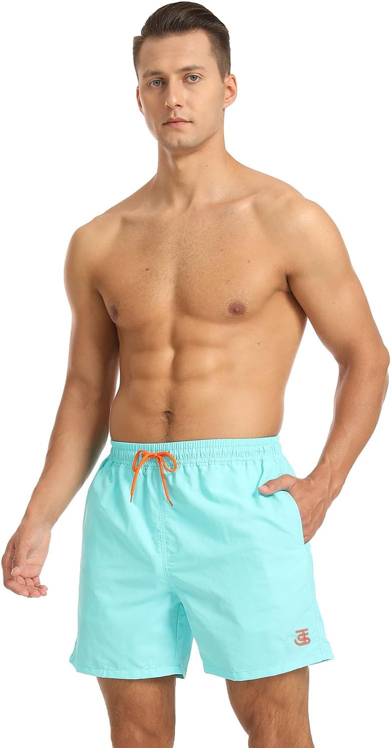 JustSun Badehose Herren Schnelltrocknend Boardshorts mit Mesh-Futter und Verstellbarem Tunnelzug L B