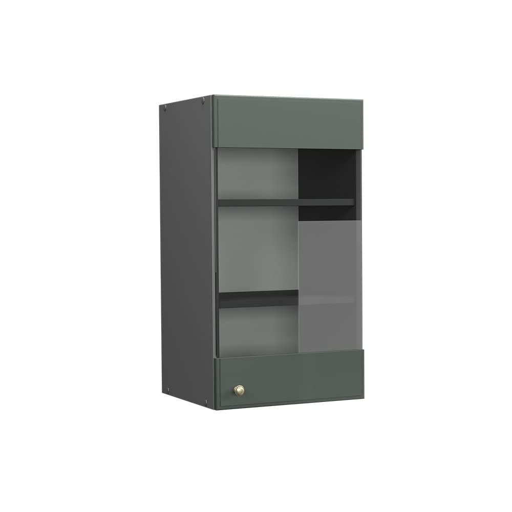 Vicco Küchenschrank Glas Fame-Line, Grün-Gold Landhaus/Anthrazit, 40 cm Grün-gold Landhaus Hängeglas
