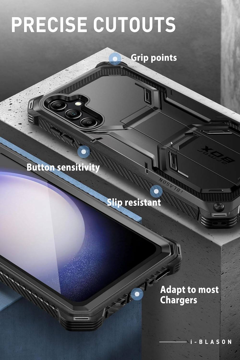 i-Blason Armorbox für Samsung Galaxy S23 FE Hülle mit Eingebautem Displayschutz, Ganzkörper-Schutzhü