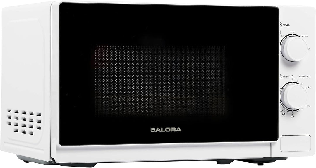 Salora 20MSM700 Mikrowelle 20L, 700W, Einfach zu Bedienen, 5 Leistungsstufen, Auftaufunktion, 35 Min