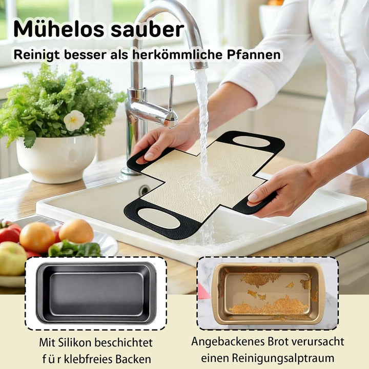 2er-Pack Brotbackform und 2er-Pack Backförmchen: Antihaft-Brotbackform 27,5 x 15 x 6 cm und Backförm