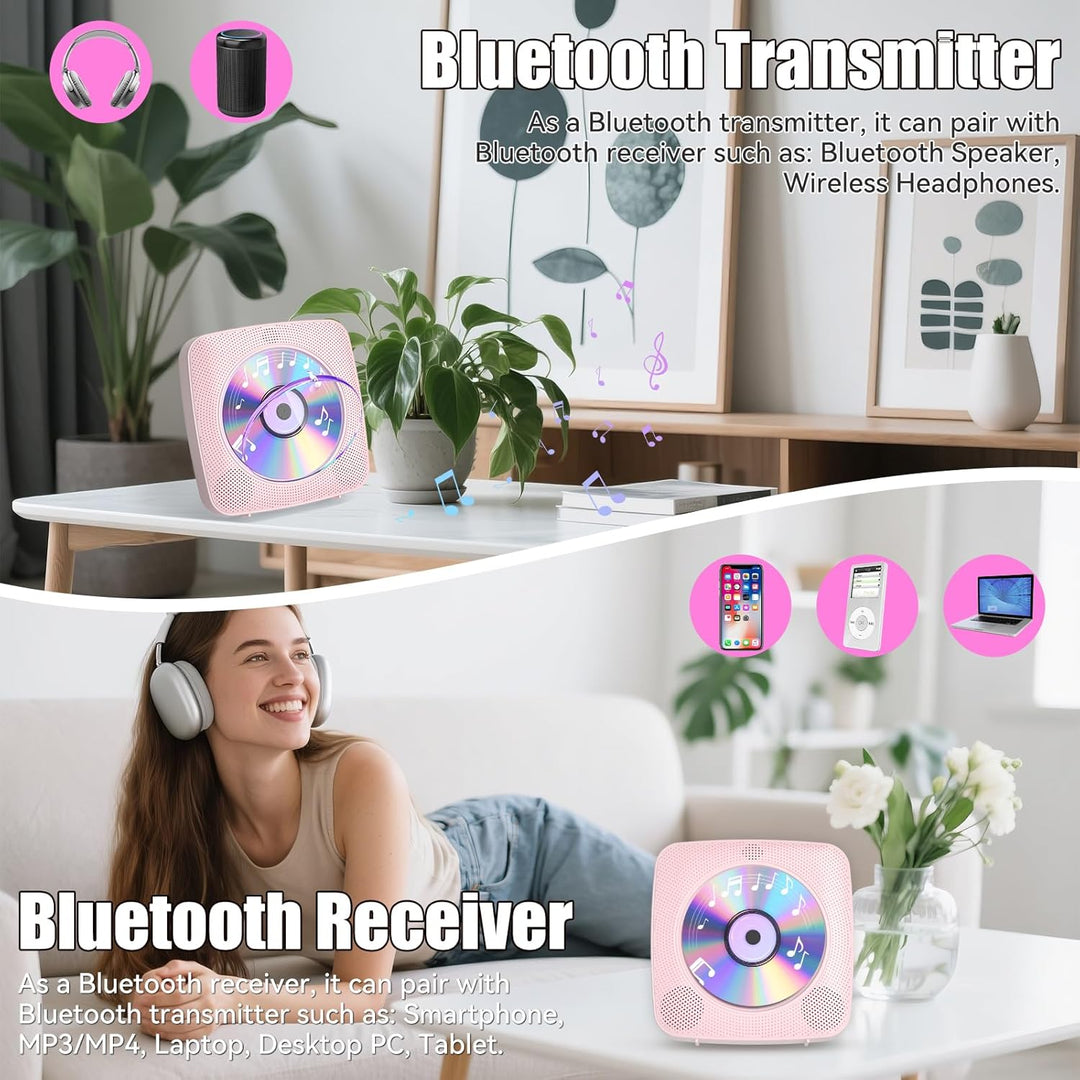 Gueray Desktop CD Player Bluetooth CD-Spieler mit Lautsprechern für Zuhause 1800mAh Tragbarer CD-Pla